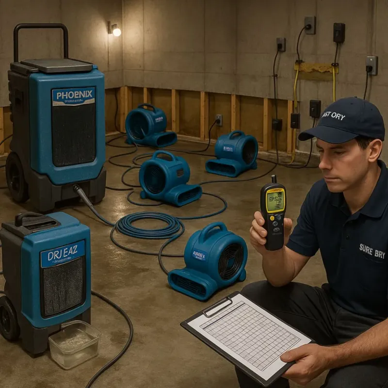 Structural Drying and Dehumidification process in Harrison County, IN
